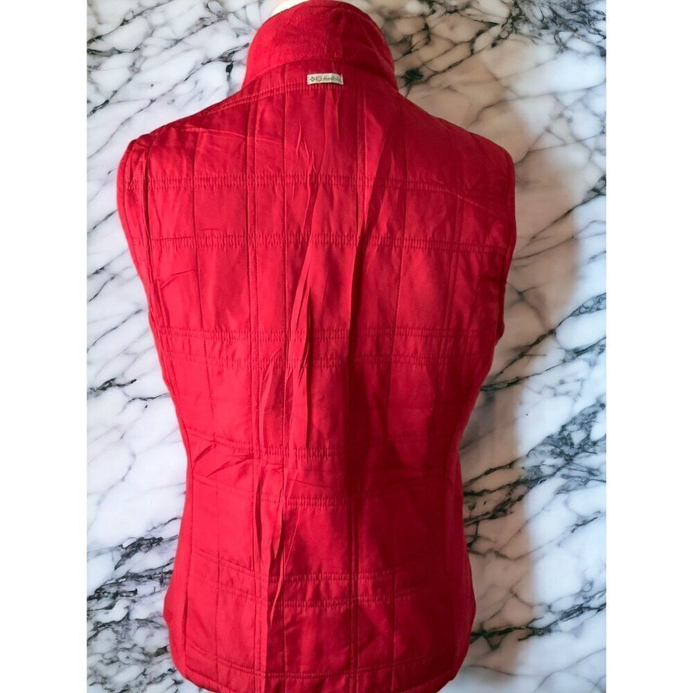 Columbia solid red sleeveless quilted fleece lined zip front vest ladies Small - Picture 6 of 7